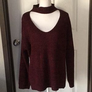 Sauci black/burgendy color high low sweater size XL